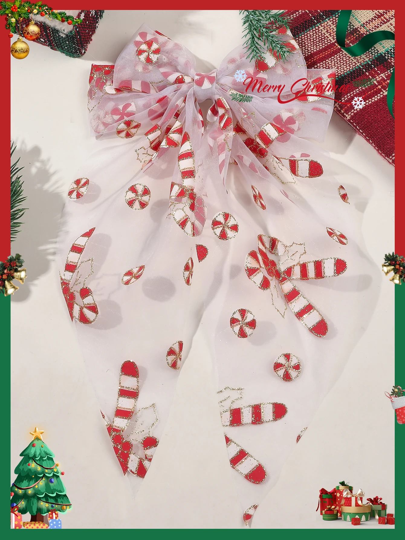 1/2Pcs New Christmas Hair Bows for Women Girls Big Bow Hair Clip Oversized Long Tail Hair Barrette Cute Fashion Hair Accessories