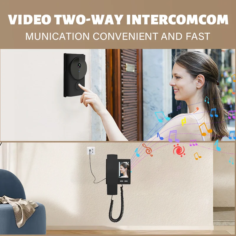 2.4Ghz Wireless Video Intercom Doorbell Camera with 3.5'' IPS Screen 2-Way Audio Video Recording Home Door Bell Video Doorphone