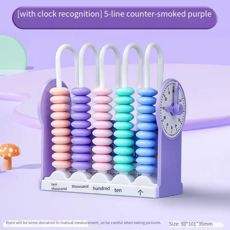 Five-row Counter Math Manipulative for First Grade Students Learning Abacus Clock Addition Subtraction Educational Teaching Tool