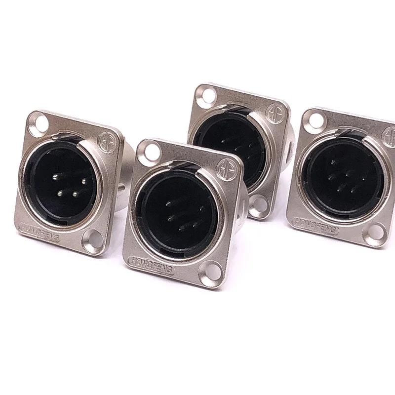 3Pin XLR Square Power Socket 4 5 6 7Pin Amplifier Panel Seat xlr Male Female Copper Connector Zinc Alloy XLR Audio Video Socket