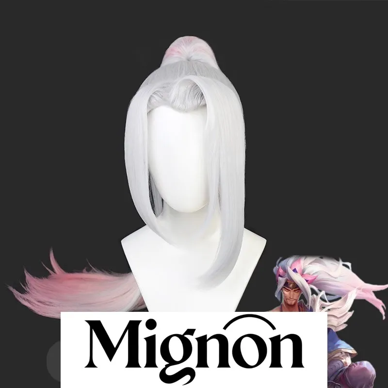 

Mignon Spirit Blossom Yasuo парик для косплея серебристо-белый мелирование колючие волосы подарок на Хэллоуин