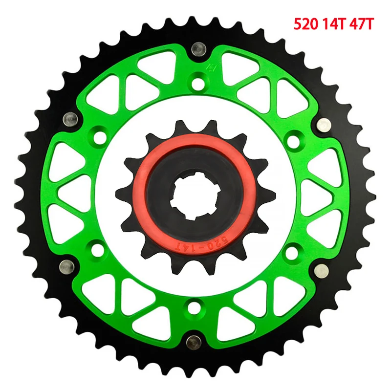 Motorcycle 14T 520 45T~52T Front & Rear Sprocket For KAWASAKI KX250  KX500 KLX 300R KDX250 KDX 220R KDX200 30300 KDX 200 220 R