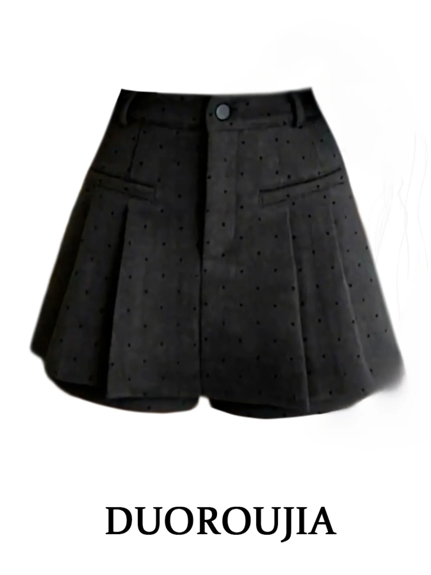 

High Waist Woolen Polka Dot Skirt for plus Size Women Autumn Winter Fashion Commute Style Prevent Exposure Short A-Line ...