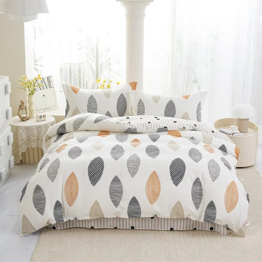 100% Cotton 4 Piece Bed Sheet Set Pure Cotton Simple Design Double Bedding Set