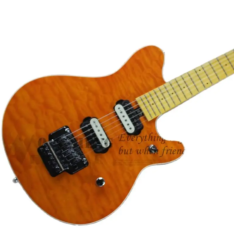 Classic Electric Guitar, ERN Orange Guitar, Quilted Maple Top,Specially Bridge, Acrylic Pickups, Chrome Button