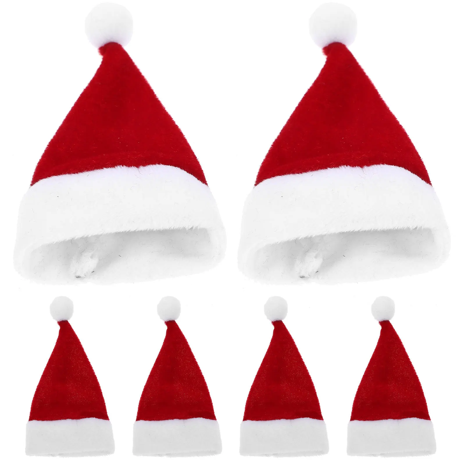 

6pcs Mini Christmas Hat Decoration Small Santa Cap Red White Color Reusable Party Favor Wine Bottle Cutlery Lollipop Decor Diy