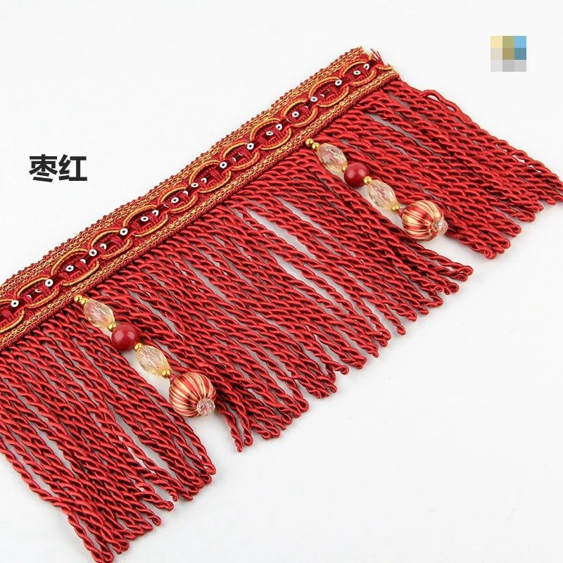 Lace Trim Accessories for Curtains and Sofa 14cm Rope with Braided Twists and Beads Decorative Element in Gold and Blue