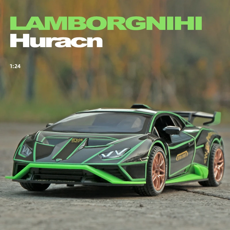 Diecast 1:24 Lamborghini Huracn Alloy Car Model With Sound Light Collective Metal Toys Vehicles Kids Boys Car Gift Home Decor