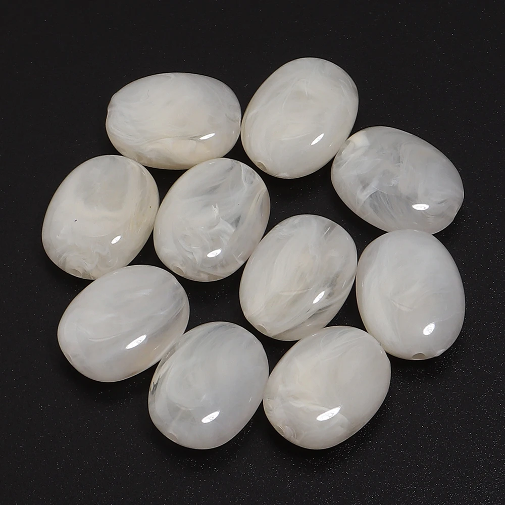 20 stuks 15x19mm Dubbele Kleur Ovale Acryl Kralen Imitatie Jade Steen Losse Spacer Kralen Voor Sieraden Maken DIY Armband ketting