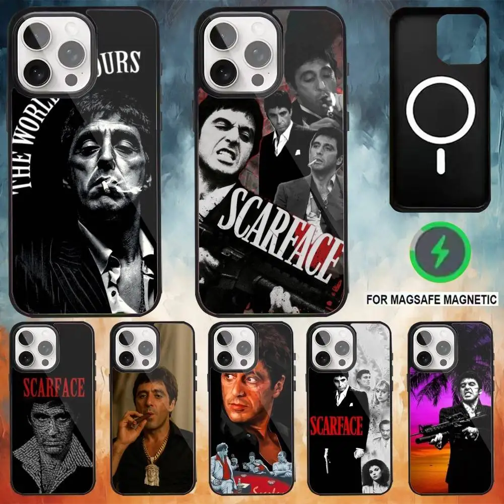 S-Scarfaces Tony M-Montana Phone Case For iPhone17,16,15,14,13,12,11 Plus,Pro Max Magnetic Magsafe Wireless Charging