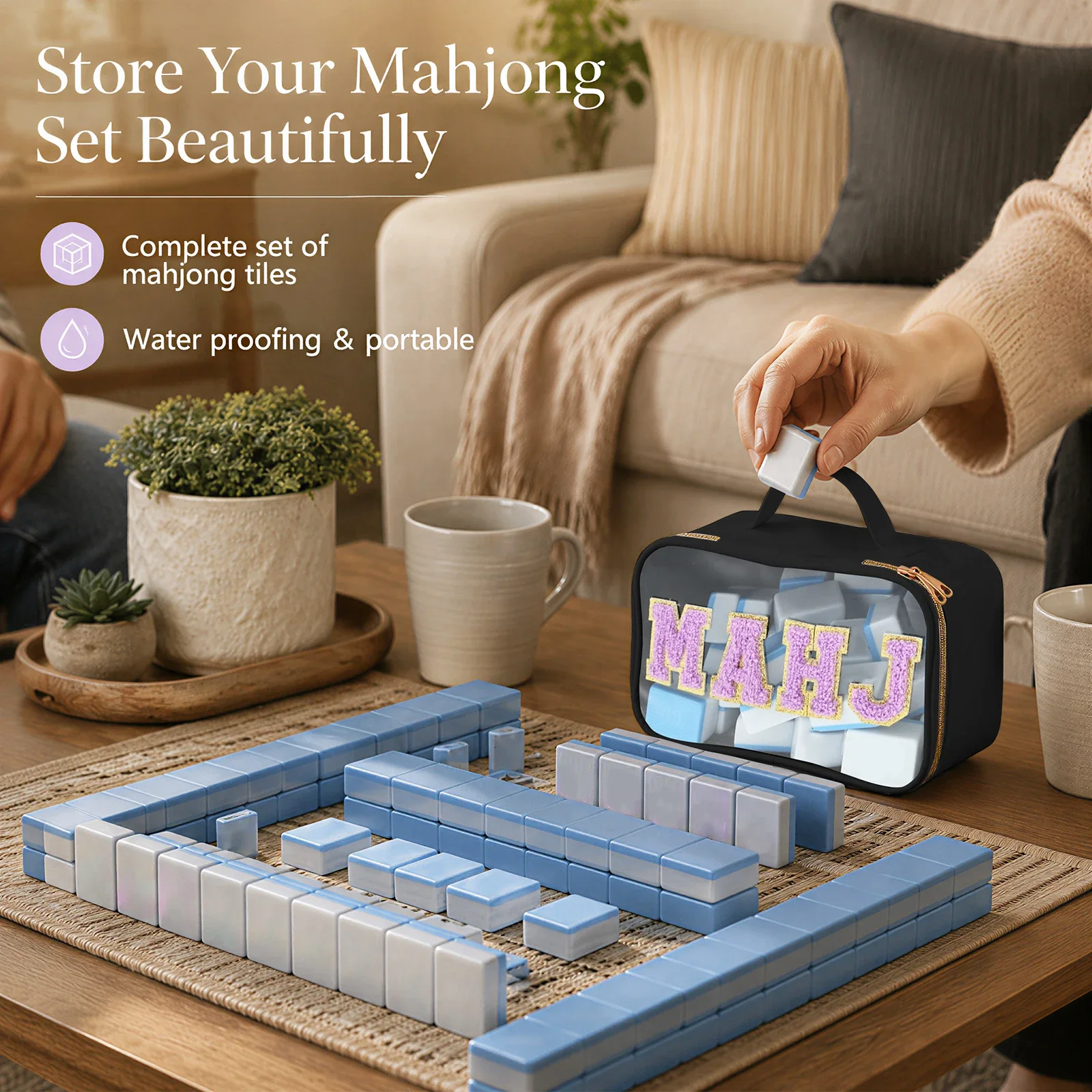 Mahjong Tile Storage Bags Protective Table Game Carrying Organizer Mahjong Carrying Bags For Outdoor Travel