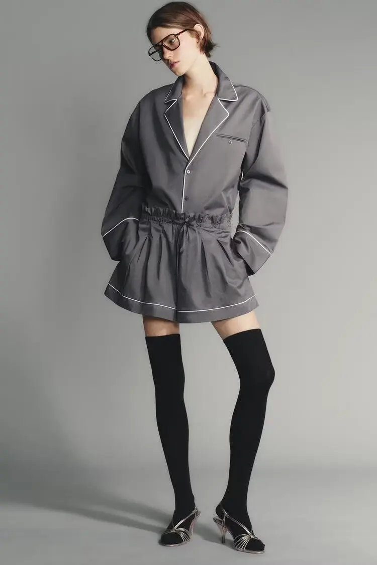 

BB6747 2025 Autumn New Women's Versatile Match Color Edge Flip Collar Long Sleeve Poplin Shirt Top 5063116