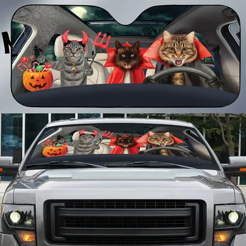 Tabby Kat Halloween Kostuum Voorruit, Tabby Kat Halloween Voorruit, Halloween Auto Decor Fbmh160809