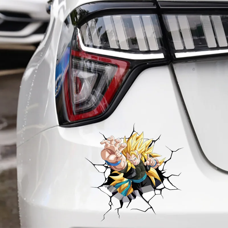 Anime Dragon Ball Car Sticker Super Saiyan Son Goku Body Decoration Broken Sticker Scratch Cover Sticker Children\'s Toy Gift