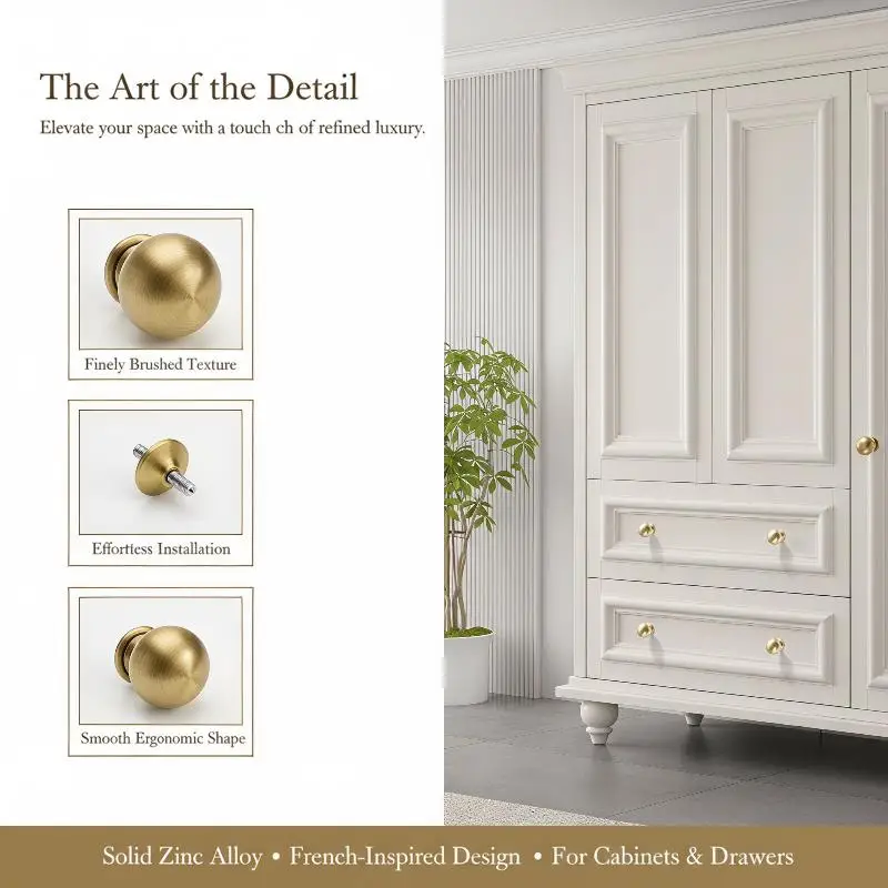 French Solid Furniture Door Handles Rustic Drawer Knobs Waterproof Metal Hardware for Kitchen Cabinet Cupboard Home Renovation