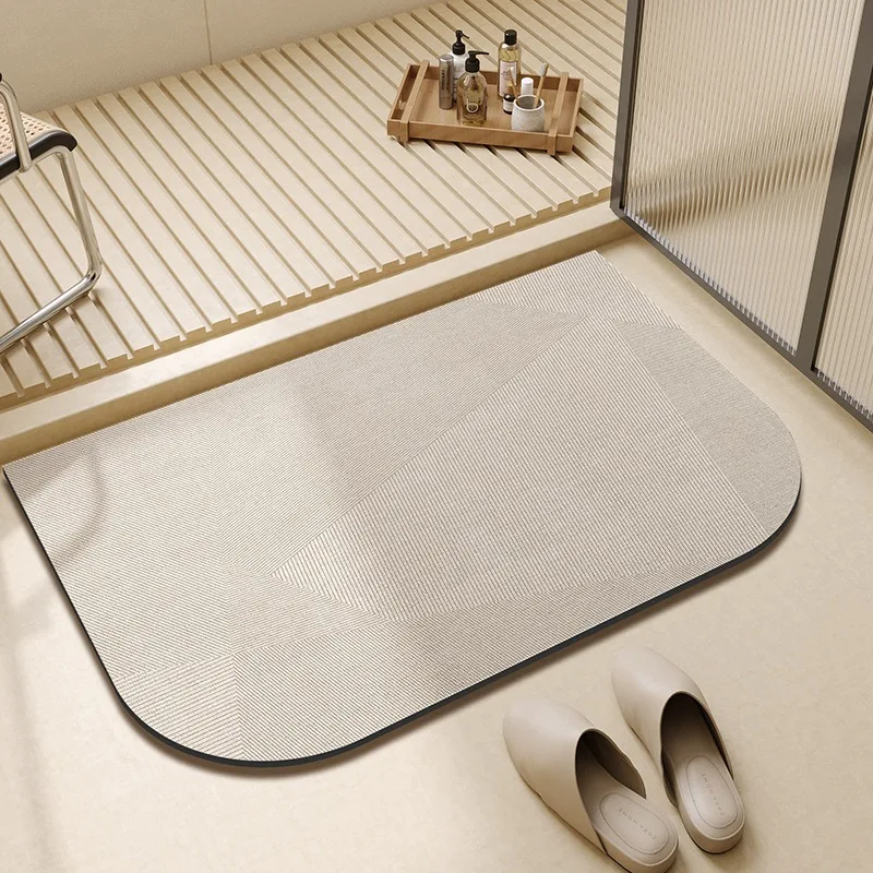 

Bathroom Floor Mats Strong Water Absorption Non-slip Bath Carpet Pvc Diatom Mud Toilet Foot Mats Rounded Corners Irregular Rugs