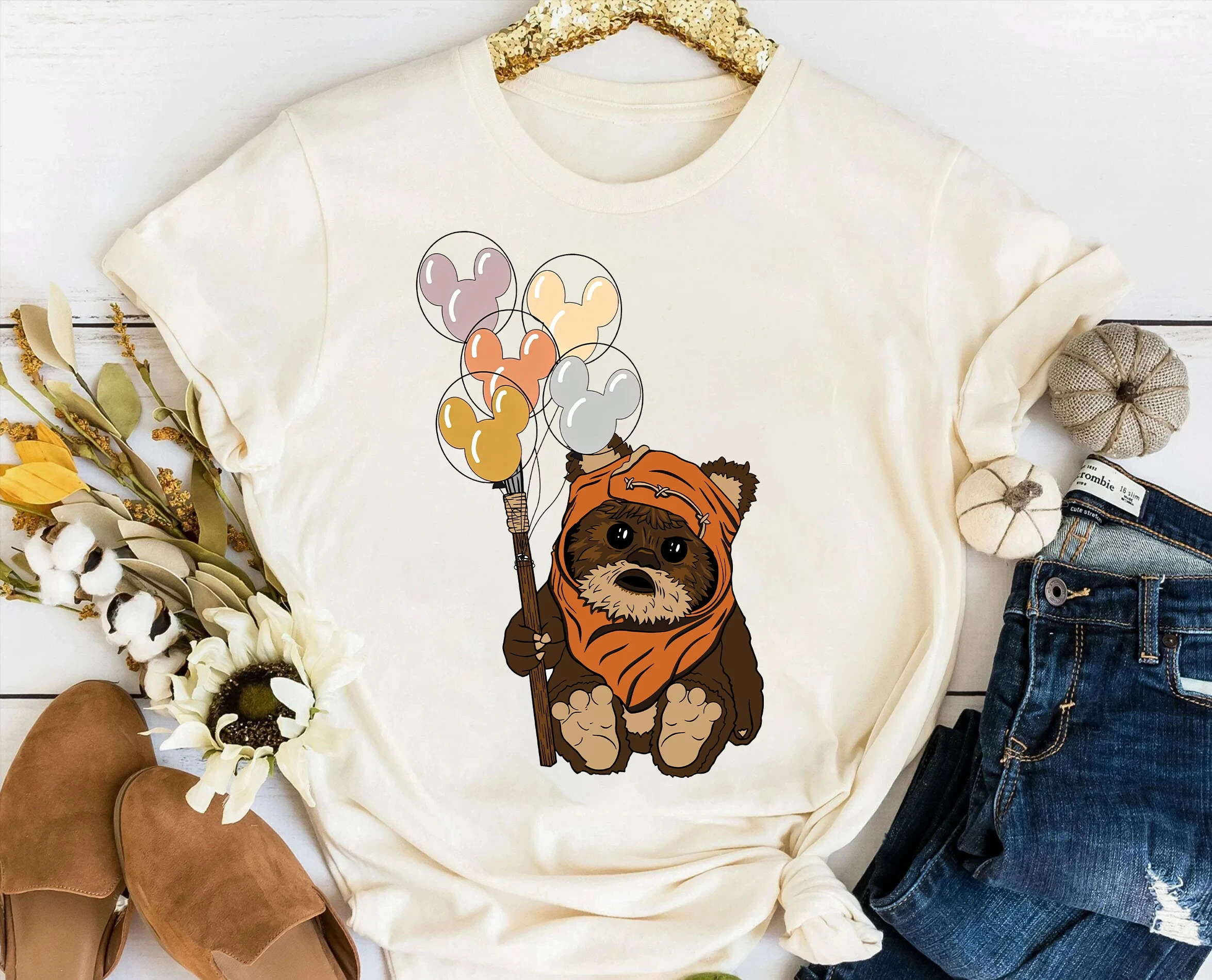 Star Wars Chewbacca Mickey globo camisa Cutie Chewie camiseta gráfica Star Wars regalo de vacaciones Linda Chewbacca globo camisa