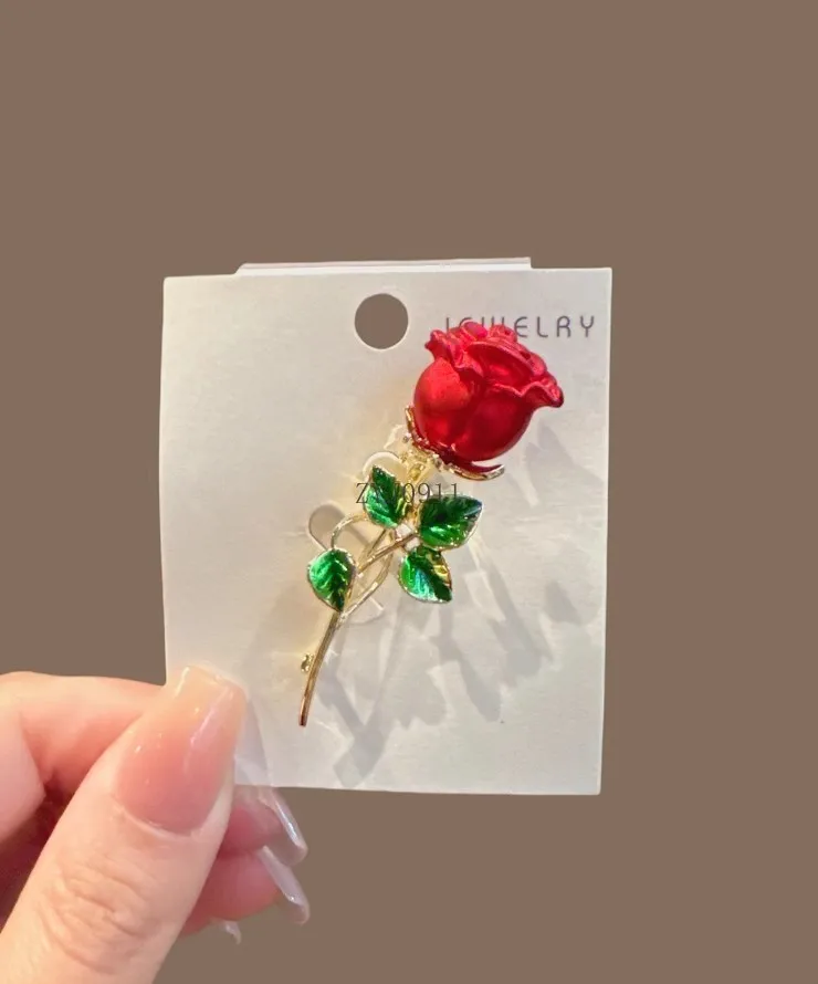 Легкая роскошная брошь в виде розы, женские аксессуары, темпераментные универсальные аксессуары для костюма