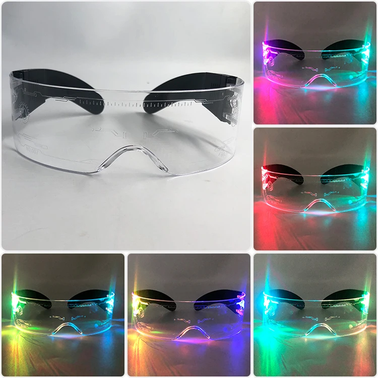 LED Colorful Luminous Glasses Plastic Flashing LED Glasses Cheer Glasses Bar Atmosphere Dance Props Glow Eyewear Glasses