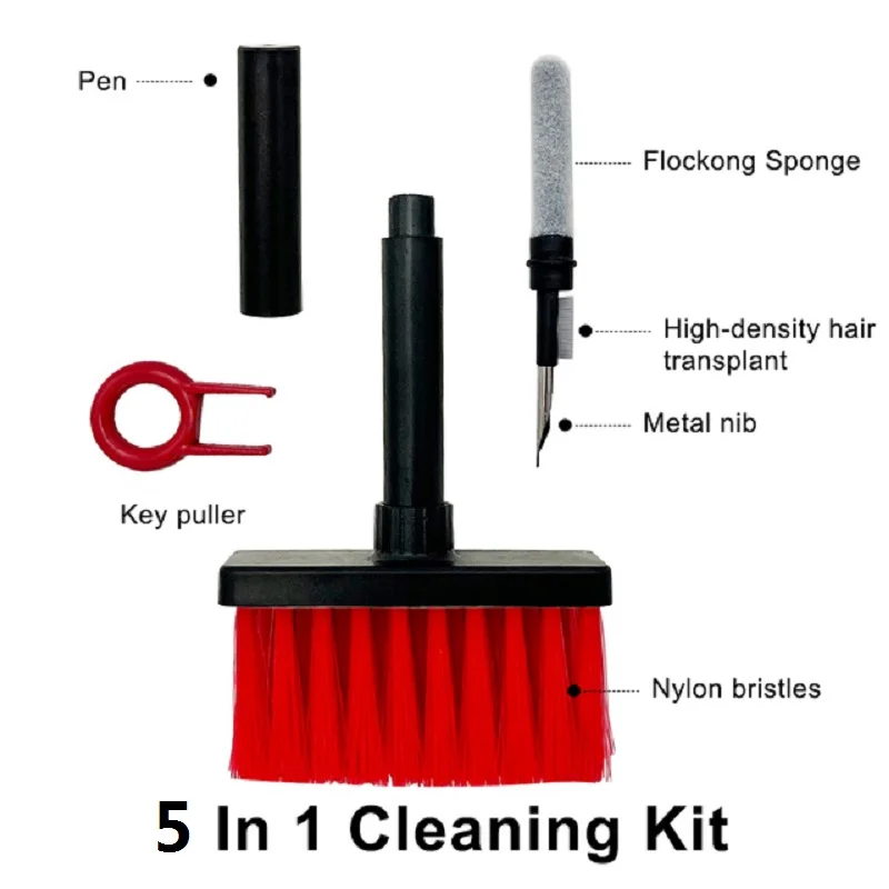Five in One Keyboard Cleaning Brush Kit Wireless Earphone Gap Dust Removal Tool Computer Earphone Phone Case Cleaning Kit