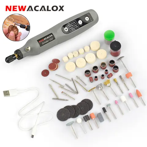 NEWACALOX 무선 그라인더 세트 USB 충전식 조각 펜 밀링 연마 용 5 단계 속도 조절 회전 도구 키트