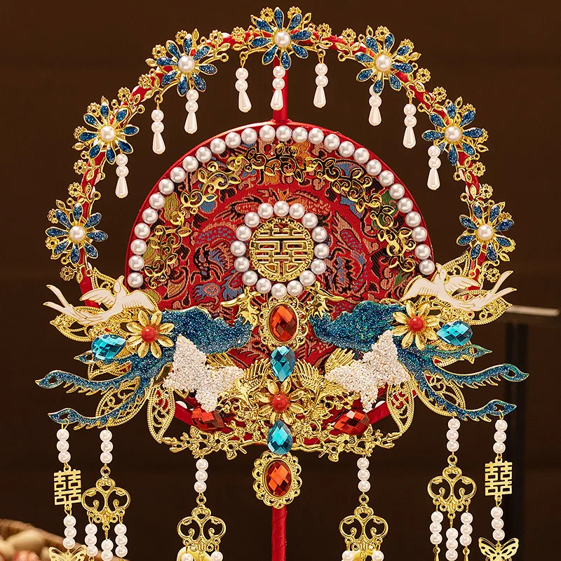 Chinese Wedding Ming-Style Bridal Xiuhe Wedding Fan, Handmade Wedding Fan
