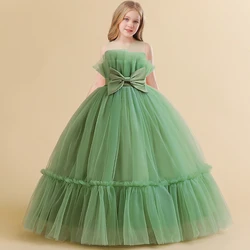 Formal A-line Party Dress For Girls Children Costume Sleeveless Princess Dresses Girl Dress Elegant Lace Wedding Gown