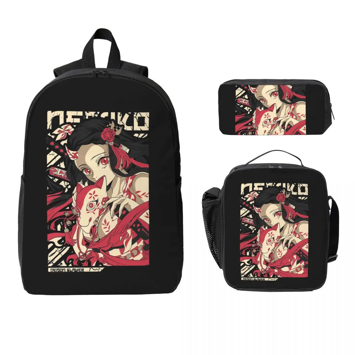 

Nezuko Kimono Demon Slayer Kimetsu No Yaiba Anime Backpack Boys Girls BookBag School Bag 3ps Insulated Lunch Bag Pencil Case