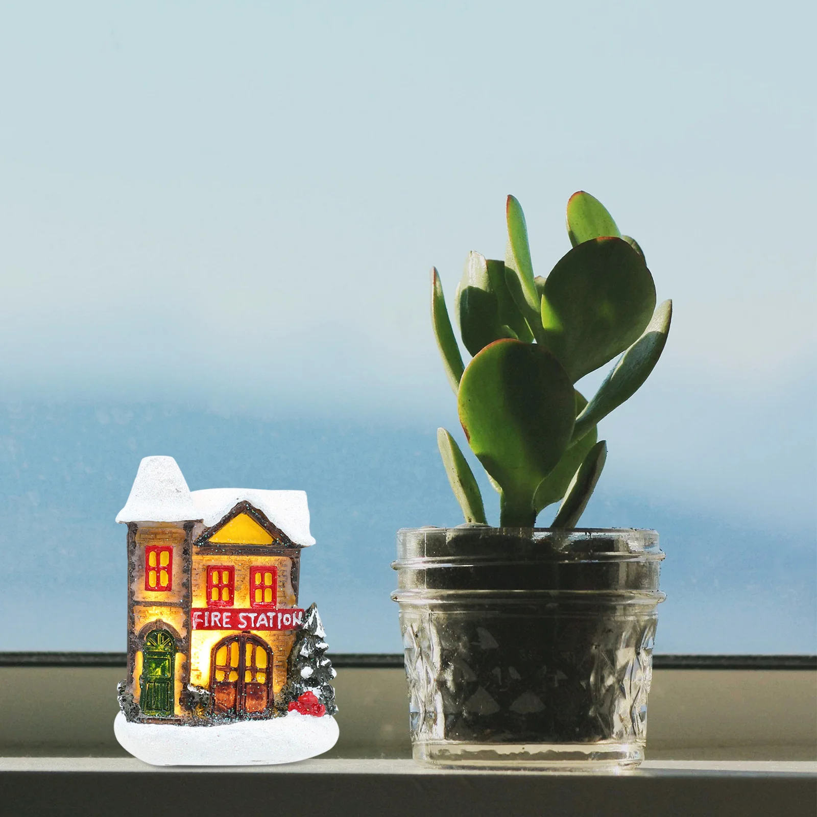 

1Pcs Luminous Resin House Christmas Decor Stylish Creative Mini Adornment Xmas Scene Festival Style Luminous Decor