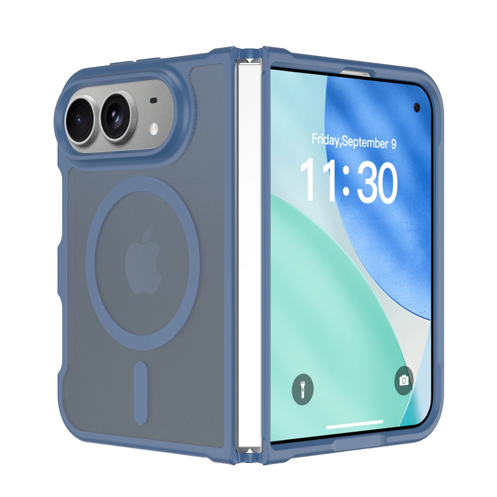 Luxe Matte Magnetische Oplaadhoes voor iPhone Duo voor Magsafe, met huidachtig gevoel, doorschijnend, schokbestendig, opvouwbare hoes.