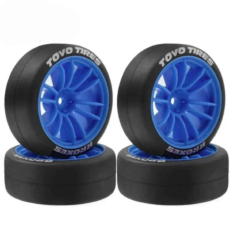 

4pcs1/10 RC Drift Tires and Plastic Wheels Rims 12mm Hex for 1:10 On Road Touring Street Car XV02 XV01 TT01 TT02 PTG2 A959