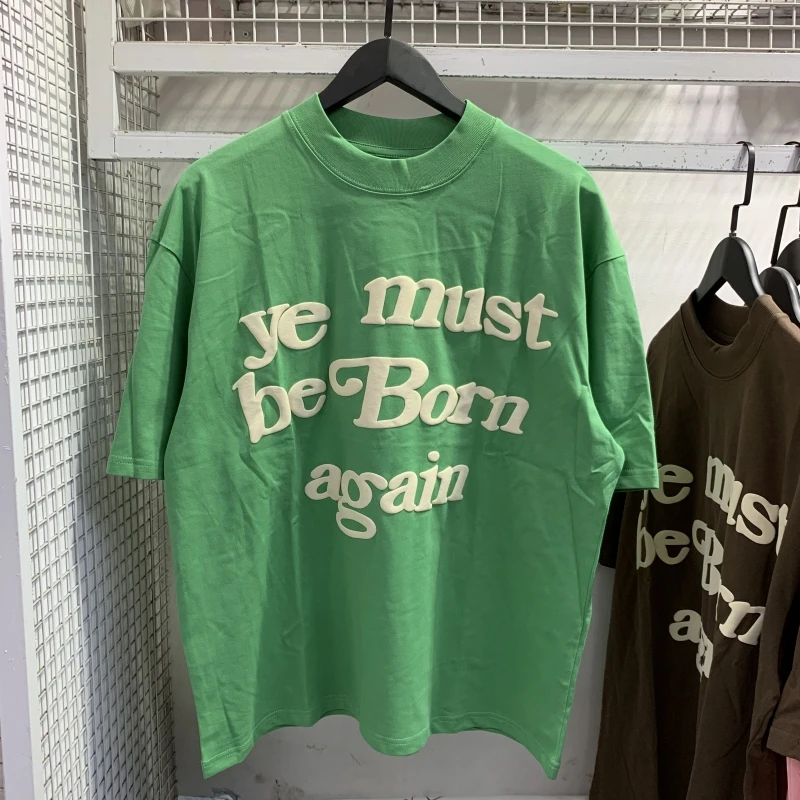 Oversized Brown Kanye West Tee Hip Hop Ye Must Be Born Again T-shirt Men Women Loose CPFM Tees