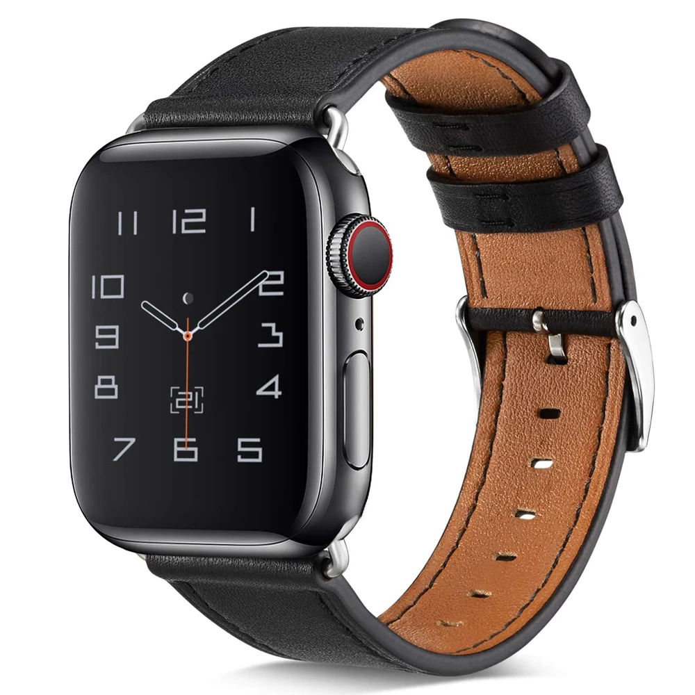 

Genuine Leather watchband for Apple Watch 3 4 5 Band 40mm 44mm 42mm 38mm loop strap for iwatch coreas de aple watch cinturino