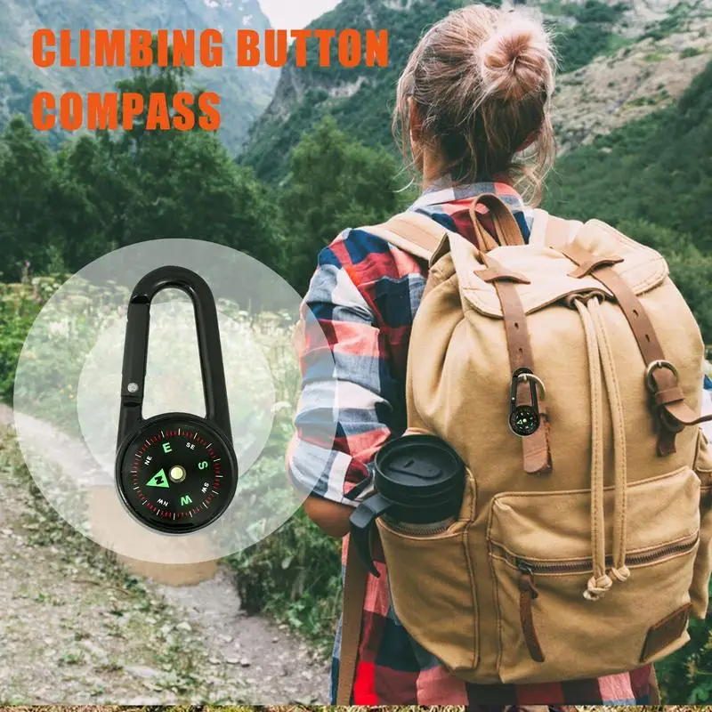 Small Lightweight Compass Portable Carabiner Keychain Compasses, Outdoor Camping Tool Mountaineering Tourism Survival Equipment