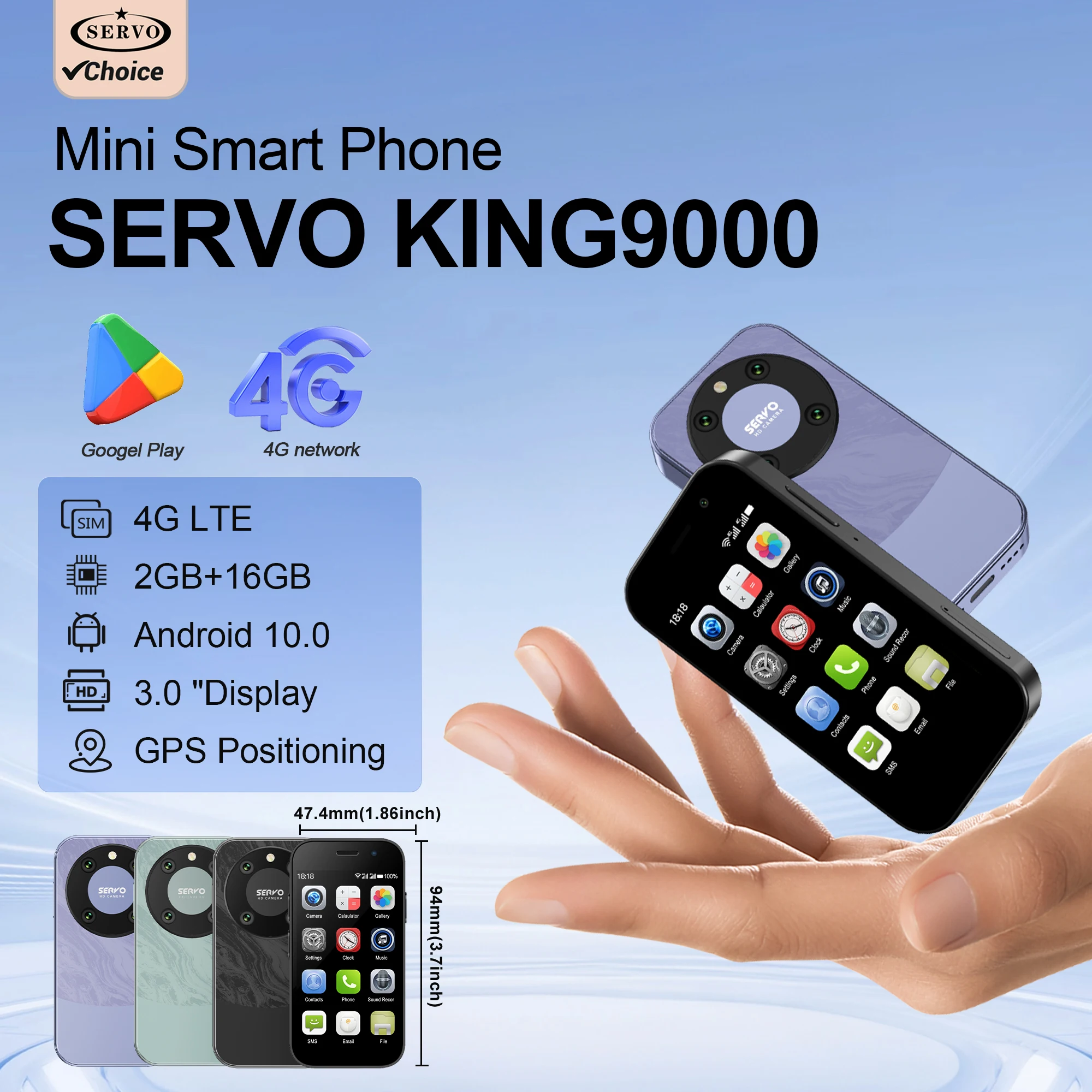 Mini Smartphone 3.0'' Display Android OS 4G LTE Pocket Cellphones 2 SIM Face Unlock 2GB+16GB WiFi Google Play Small Mobile Phone