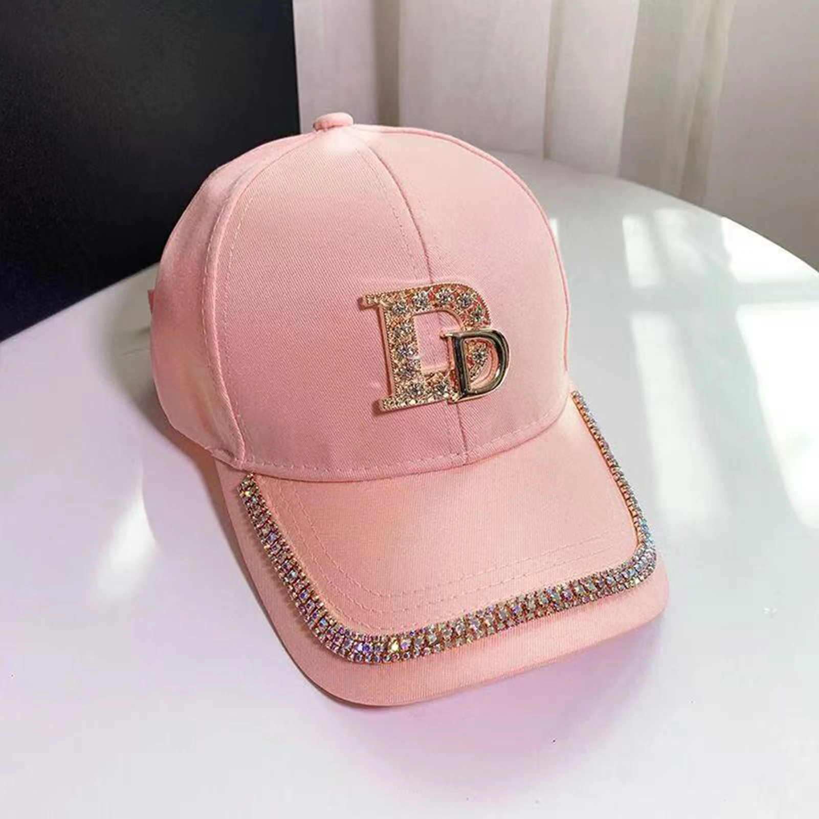Korean Casual Baseball Cap Duck Tongue Caps with Rhinestones for Daily Wear Stage Performance
