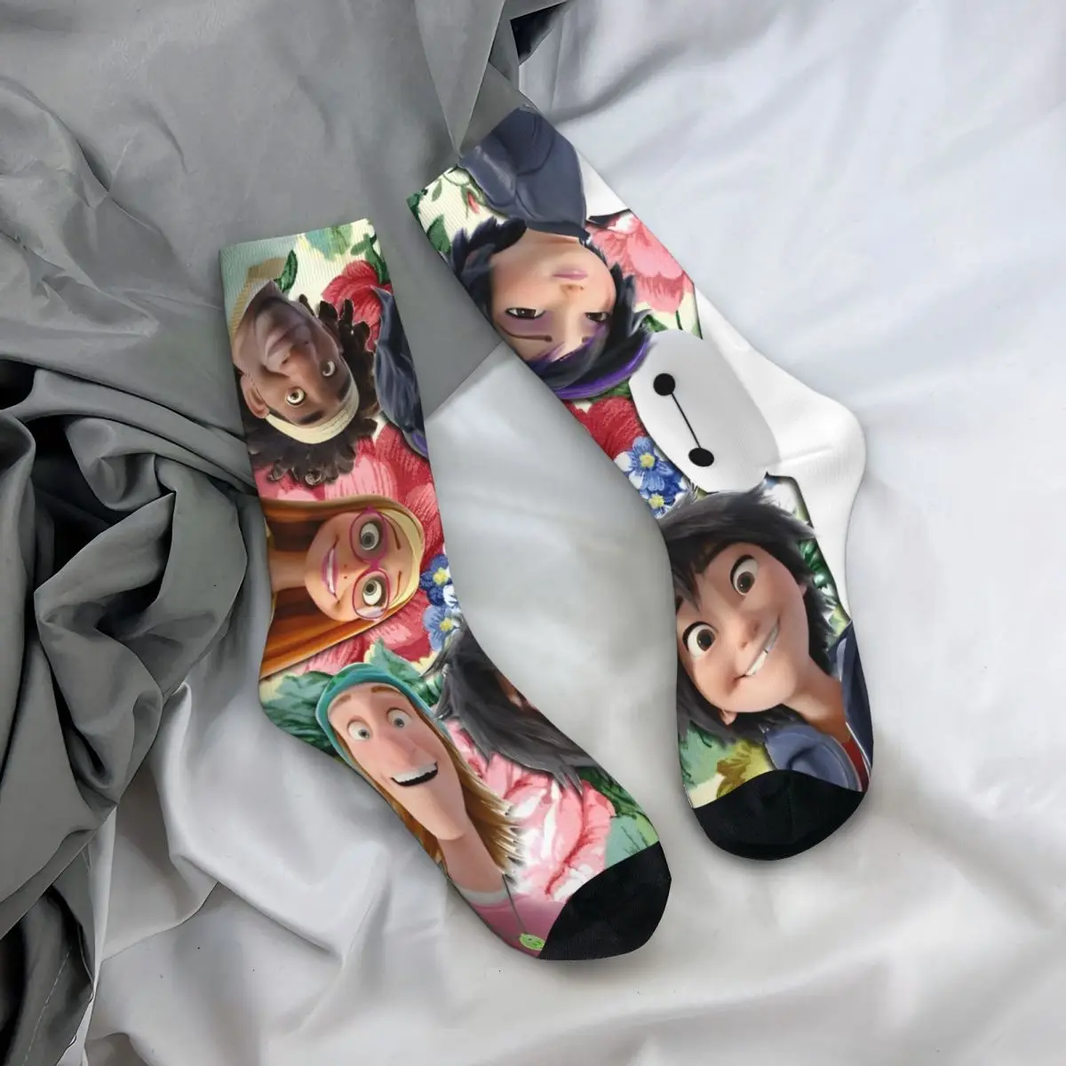 Calcetines para hombres y adultos B-Big Hero 6 medias de invierno divertidas calcetines medianos suaves calcetines antideslizantes para correr con gráficos