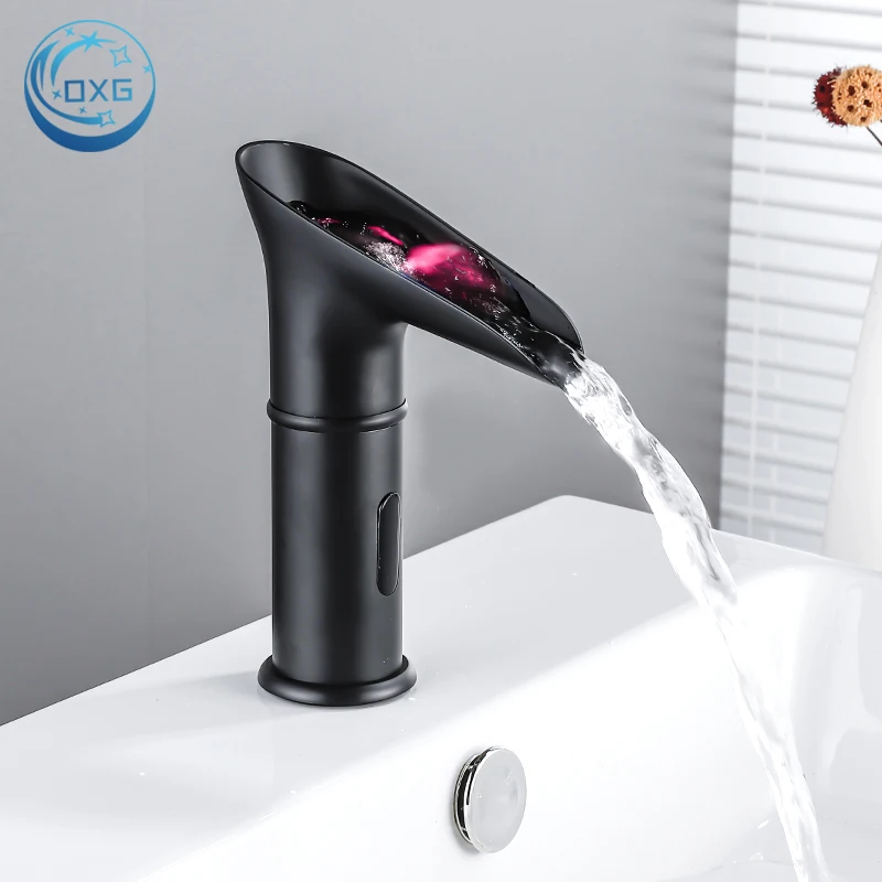 

OXG Brass Smart Sensor Waterfall LED Basin Faucet Automatic Sensor Faucet Bathroom Faucet Washbasin Faucet Bathroom Sink Faucet