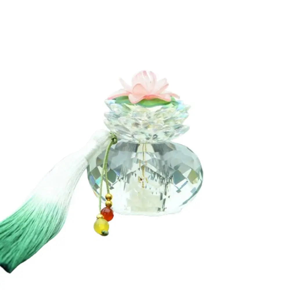 

Creative Mini Crystal Glass Flowers Colorful Lotus Shaped Auto Interior Decoration Crystal Base Handmade Car Ornaments