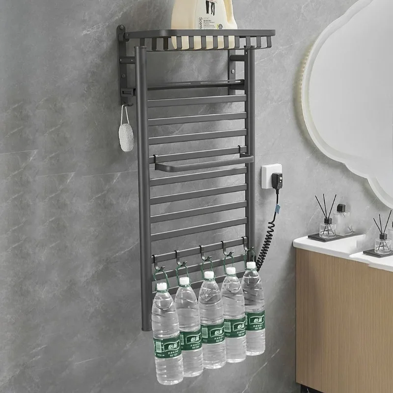 Electric Towel Rack Digital Convenient Touchscreen Wall Mounted Heating Bath Towel Shelf Household Bathroom Storage Equipment
