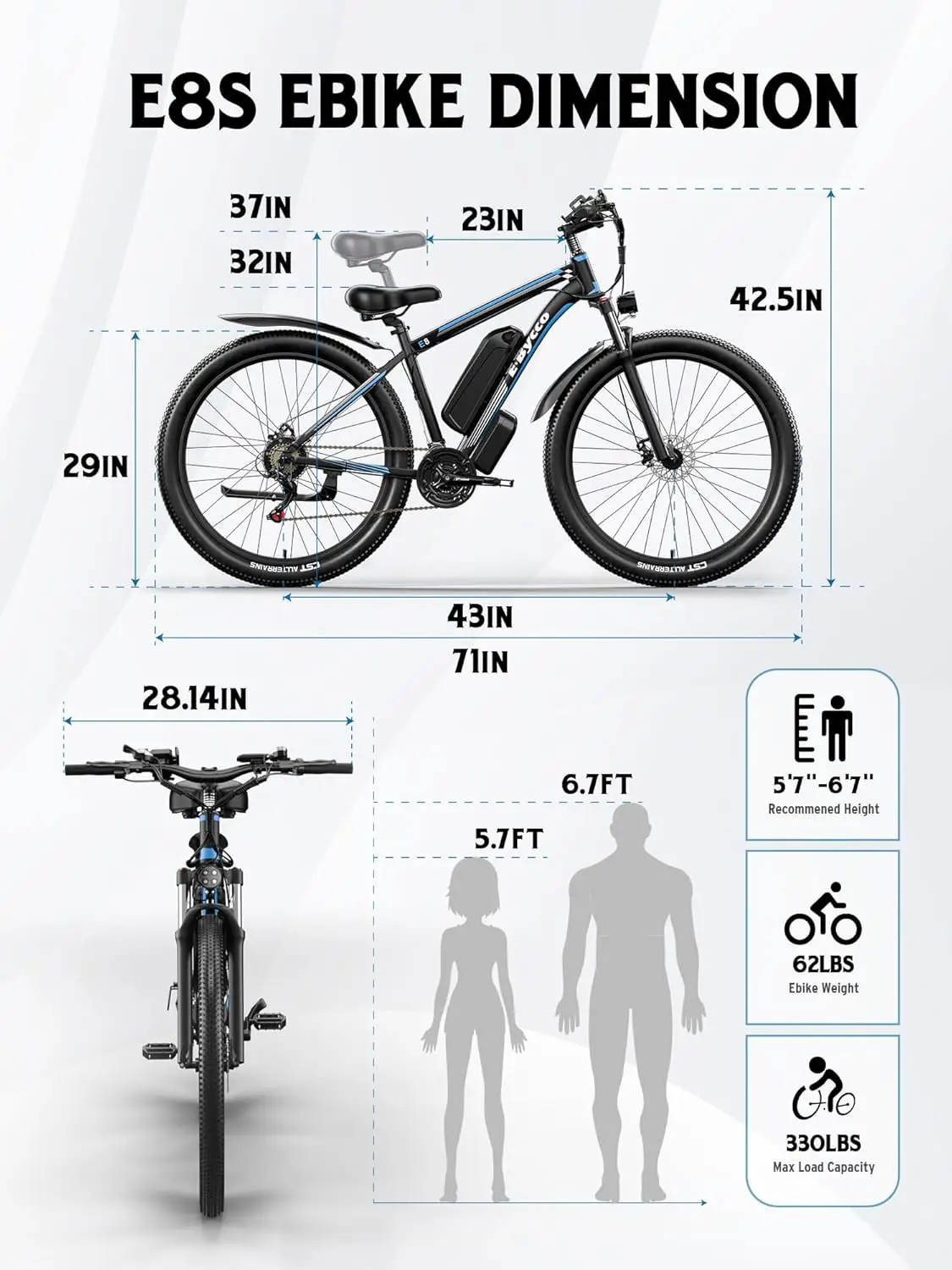 มอเตอร์จักรยานไฟฟ้า29 ''1000W สำหรับผู้ใหญ่32MPH พร้อมแบตเตอรี่17.5AH 48V ความเร็วสูงถึง65ไมล์7สปีดแป้นเหยียบช่วยคันเร่งคลาส3