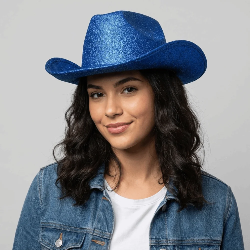 Retro Solid Color Bowler Hat Glitter Pink Fedoras Hat Western Cowboy Hat Jazz Hat Shimmering Cowgirl Hat Women view 2