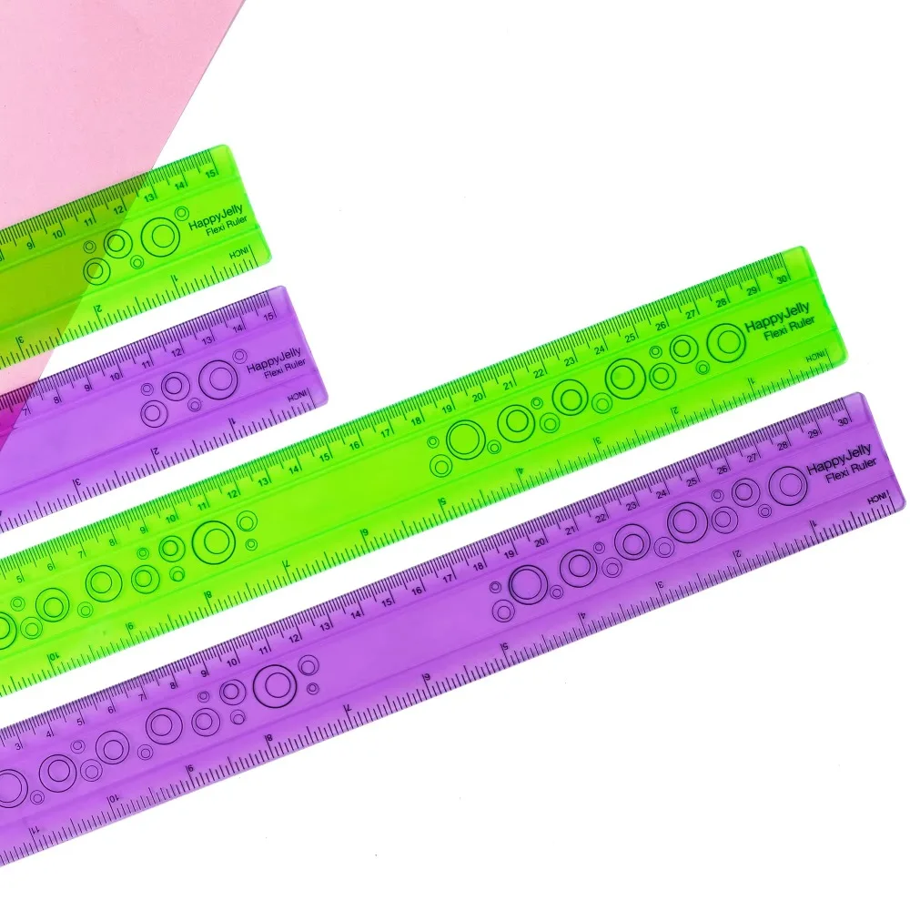 15cm/30cm Soft Ruler Kawaii Colorful Transparent Straight Rulers Inch CM Scale Creative Drawing Tools Student School Supplies
