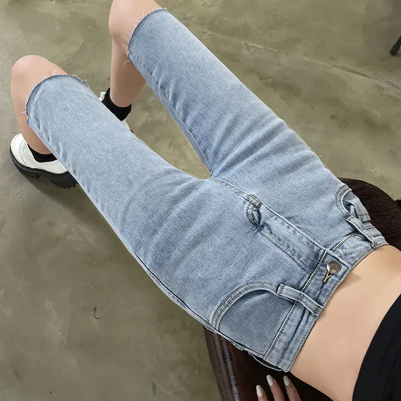 

Jeans for Women Summer Midi Length Pants Female Elastic High Waist Loose Jeans Ladies Casual Denim Harem Trousers Pants G129