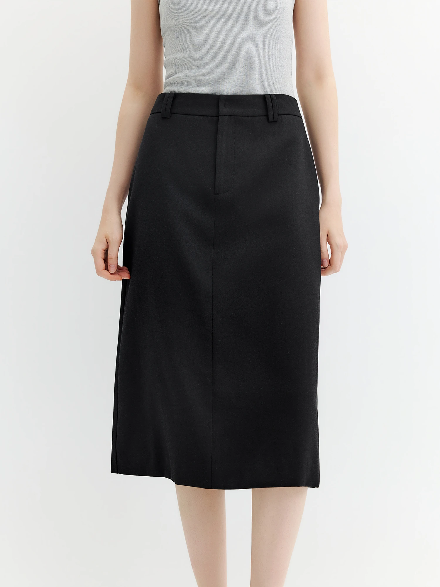 FSLE Women's 2026 Autumn New Arrival Versatile Commute Straight Midi Skirt Lyocell & Linen Blend Casual Skirt for Women Dress