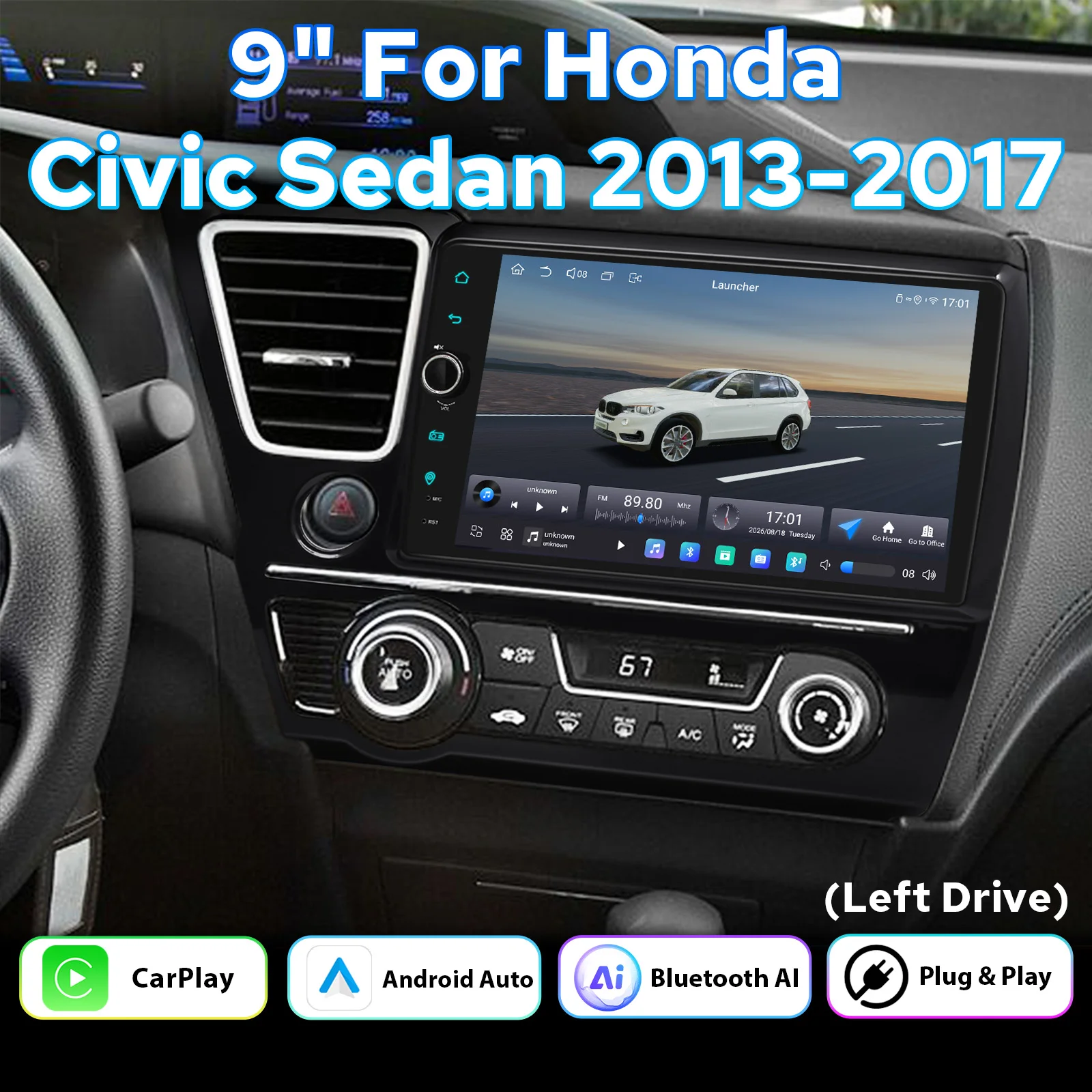 JOYING JOYING 9" Android Car Stereo for Honda Civic Sedan 2013-2017 Wireless CarPlay Android Auto Support OEM Camera With Volume Knob - Aliexpress Deal