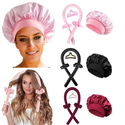 Heatless Curling Rod Headband Satin Bonnet Set No Heat Hair Curler Hair Rollers Soft Curlers Lazy Curls Sleeping Hat Night Cap