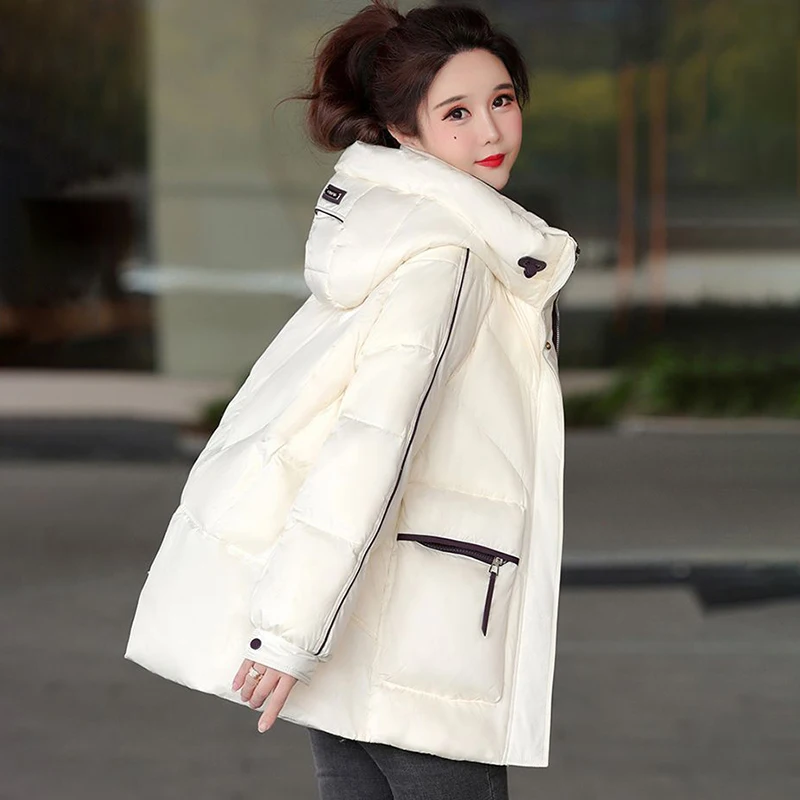2025년 겨울 신상 숏 다운 코튼 패딩 코트 여성 오버코트 패션 슬리밍 루즈핏 두꺼운 따뜻한 파카 후드 코튼 코트