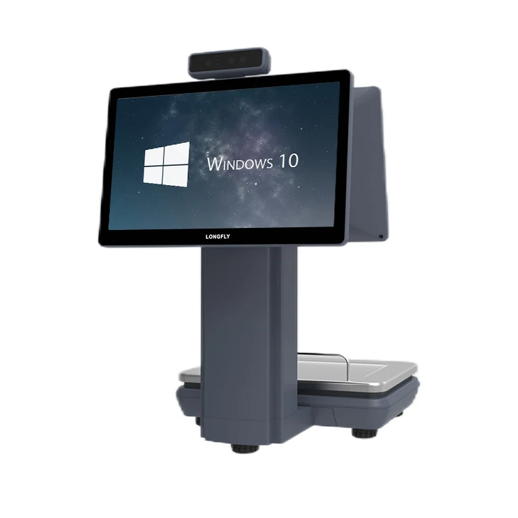 LongFly all-in-one machine intelligent AI scale touch sreen dual screen pos system for sale pos weighing scale payment machine