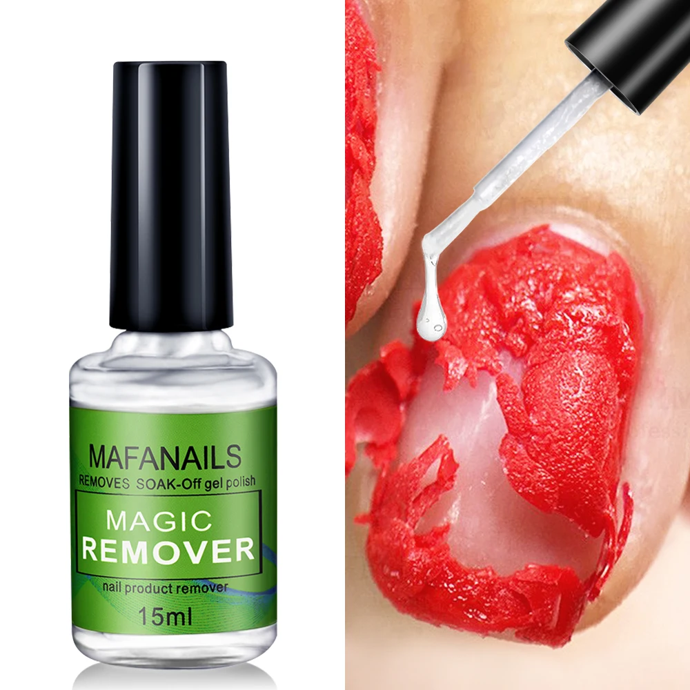 Dissolvant magique de vernis à ongles gel, enlève rapidement et facilement le vernis gel à tremper, outil professionnel non irritant, 15ml